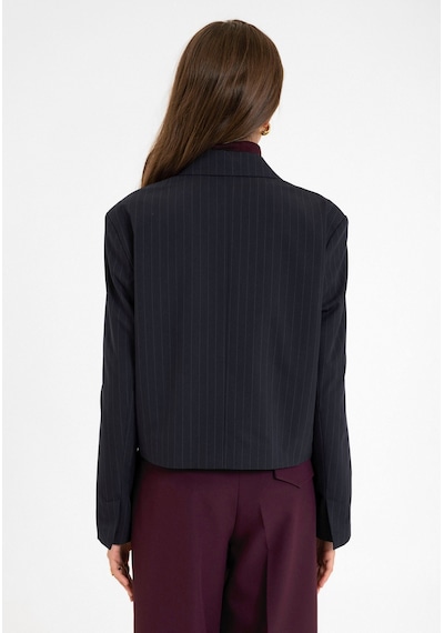 Antioch Relax Fit Düğmesiz Crop Kadın Blazer Ceket Lacivert