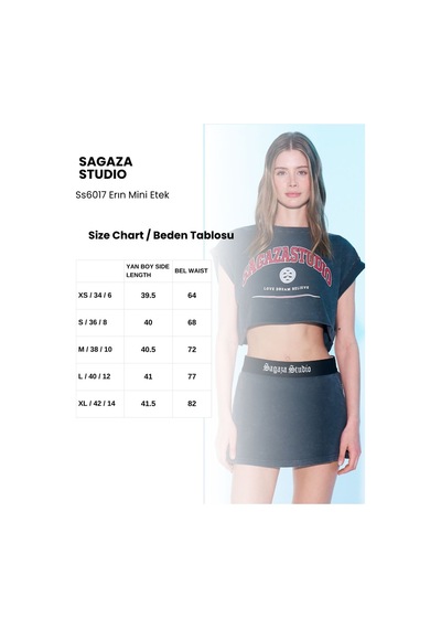 Sagaza Studio Ss6017 Lastkli Mini Etek Gri