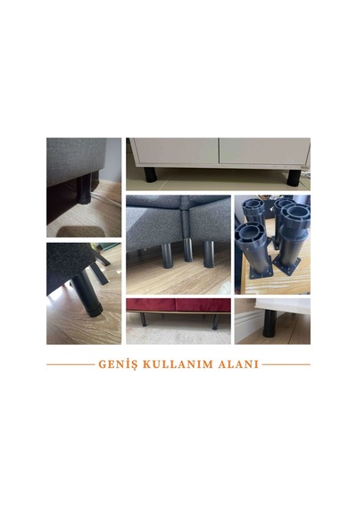 Tablalı Metal Baza Kanepe Dolap Tezgah Mobilya Baza Ayağı Siyah 8 Cm 4 Adet Siyah Diğer