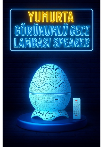 Dinozor Yumurtası Şeklinde Bluetooth Hoparlör & Gece Lambası Müzik, Işık Ve Sihir Bir Arada Beyaz - 737473333