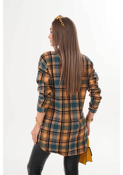 Polologin Butik Kadın Hardal Sarısı Kanguru Cepli Spor Kesim Gömlek Sarı