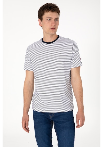 U.S. Polo Assn. Erkek Regular Fit Bisiklet Yaka Lacivert Çizgili Tişört 50306898-VR033