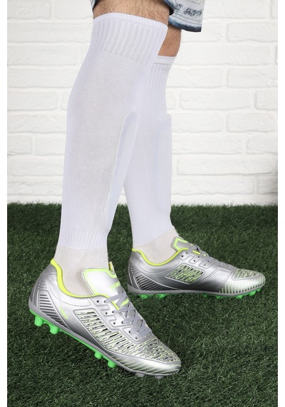 Jump 27048 Krampon Çim Halısaha Erkek Futbol Ayakkabı Gümüş