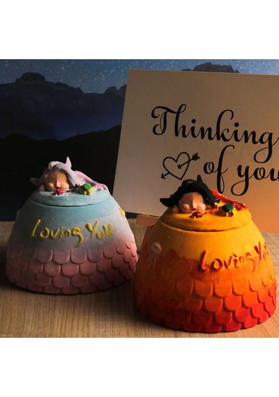 Silikon Deniz Kızı Temalı Loving You Yazılı Kapaklı Beton Çiçek Saksı Ve Mumluk Kalıbı