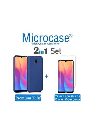 Xiaomi Redmi 8A Premium Matte Silikon Kilif + Tempered Cam 409381666