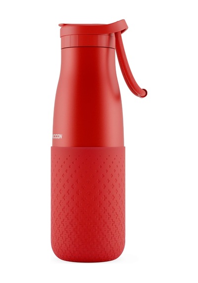 Puccon 500 Ml Pipetli Kırmızı Çelik Matara/termos - Silikon Gövdeli Plus - 50009
