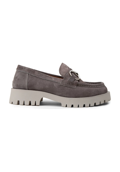 Deery Kadın Hakiki Süet Gri Tokalı Loafer - 02037zgrıc01