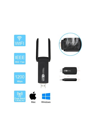 Dual Band Usb 3.0 Adaptör Kablosuz Wifi Alıcı Wireless Adaptör 802.11a/b/g/n/ac,wifi Adapter
