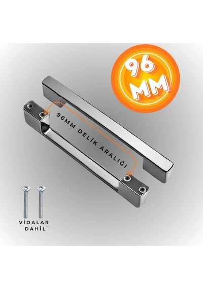 Köprü Kulp Dolap Çekmece Kulbu Metal Kulp 96 Mm Krom
