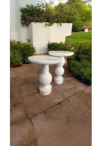 Simillo Wood Wooden Ahşap Beyaz Renk 2'li Set Fitilli Mantar Yan Sehpa Modern Fiskos Kod:5498405544 Beyaz