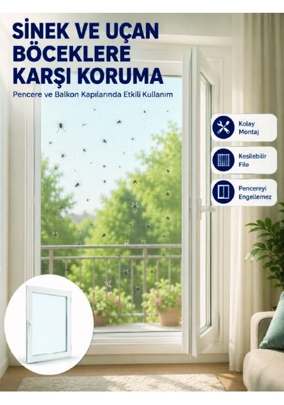 Pencere Ve Balkon İçin Tek Kanatlı Kolay Takılan Sineklik Renk