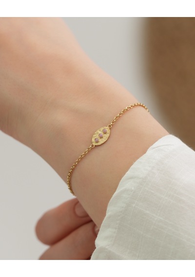 Debora Jewelry 14 Ayar Altın Pembe Taşlı Zincir Bileklik