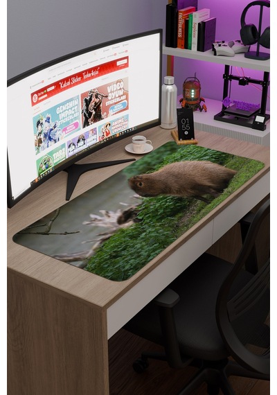 Capybara Kaymaz Dikişli Kauçuk Oyuncu Mousepad V5 - 90x40 Xxl Gaming Mouse Pad Fare Altlığı