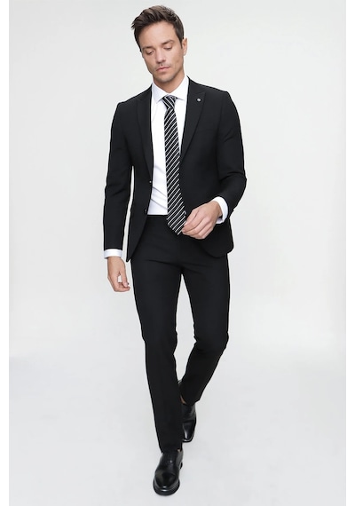 Morven Basic Düz Slim Fit Dar Kesim 6 Drop Erkek Takım Elbise - Siyah 99MC001003001 Siyah
