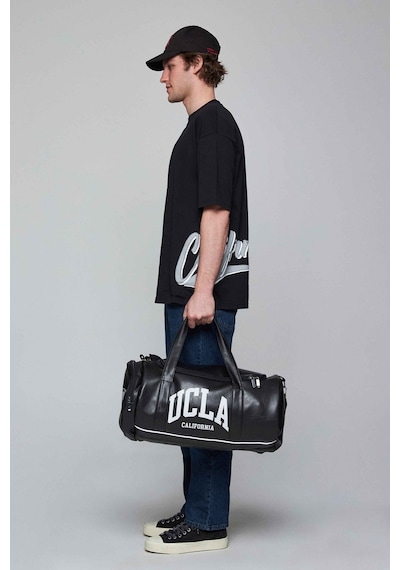 Ucla Roscoe Siyah Bisiklet Yaka Baskılı Oversize Erkek Tshirt Siyah