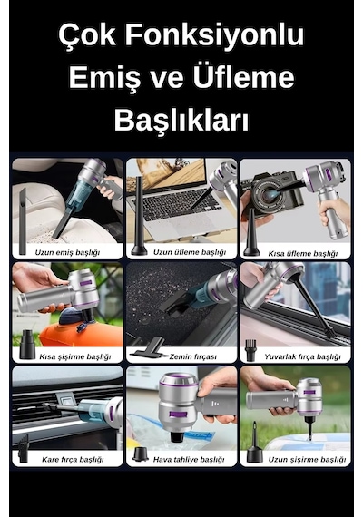 Wearfitpro 16000pa Yüksek Emiş Üfleme Güçlü Kablosuz Taşınabilir Mini Elektrikli Süpürge Vakum