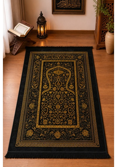 Kadife Hediyelik Çeyizlik Dekoratif Gelin Damat Bohçası %100 Pamuk Kaydırmaz Taban Halı Seccade 80x120 Ebat Siyah Kadife Hediyelik Çeyizlik Dekoratif Gelin Damat Bohçası %100 Pamuk Kaydırmaz Taban Halı Seccade 80x120 Ebat Siyah