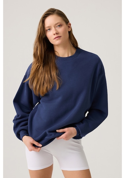 Los Ojos Lacivert Geniş Kalıp Bisiklet Yaka Sweatshirt Crew Neck Lacivert Lacivert