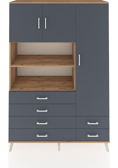 Hyperion Dolap 9 Raflı 6 Çekmeceli 3 Kapaklı 132x44x195 Çam-antrasit/antrasit Antrasıt/antrasıt Hyperion Dolap 9 Raflı 6 Çekmeceli 3 Kapaklı 132x44x195 Çam-antrasit/antrasit Antrasıt/antrasıt