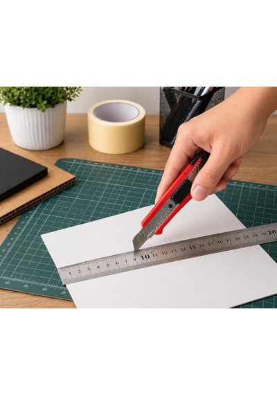 Mini Falçata Seti 9mm Maket Bıçağı + 10 Adet Yedek Bıçak Küçük Boy Kesici Falçata Hassas Kesim Karton Kağıt