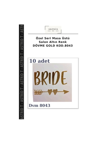 Özel Seri Masa Üstü Salon Altın Renk Dövme Gold Kod.8043