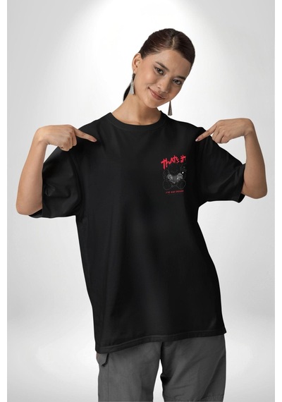 Gerçeklikten Uzak Tutun Siyah Oversize Unisex Ön Ve Sırt Baskılı Tişört Siyah Gerçeklikten Uzak Tutun Siyah Oversize Unisex Ön Ve Sırt Baskılı Tişört Siyah