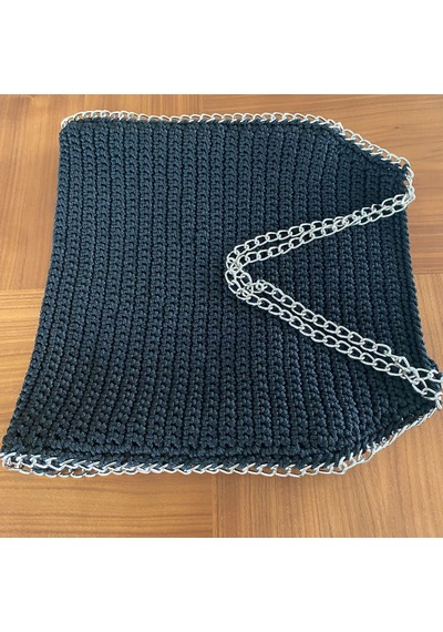 Siyah Handmade Yazlık Kroşe Örgü Kadın Omuz Çantası Siyah