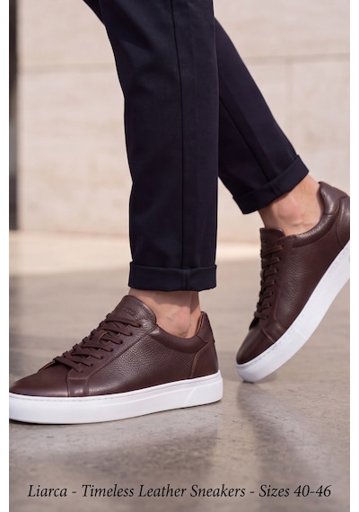 Liarca Ghostwood - Hakiki Deri Sararmaz Faylon Taban Kahverengi Beyaz Erkek Sneaker Ayakkabı Kahverengi - Beyaz