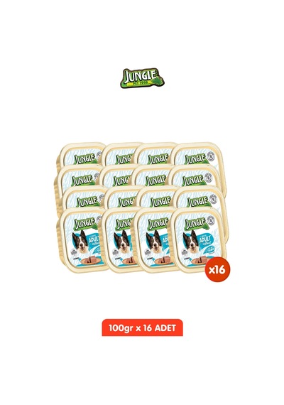 16 Adet Tahılsız Somonlu Köpek Yaş Maması Seti - 100gr X 16 Pate Alucup
