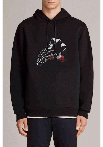 Freddy Krueger Sign Baskılı Siyah Erkek Kapşonlu Sweatshirt
