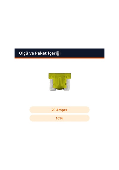 Trobus Oto Sigortası Bıçak Tip Mikro Boy 20 Amper Sarı 10'lu Diğer