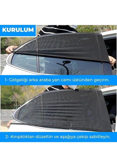 Wonkey - 2'li Paket Araba Yan Cam Perdesi, Oto Perde, Otomobil Yan Cam Güneşliği Sineklik, Araç İçi Arka Cam Güne