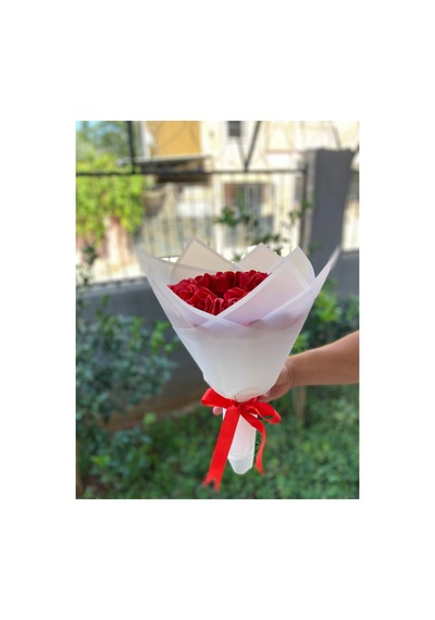 Gerçek Görünümlü Aynalı Kendinden Yazılı Gül Buketimiz Yapay Çiçek Orta Yazısı Led Işıklı Kırmızı - 736488952 Kırmızı