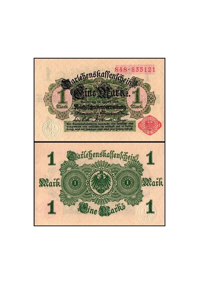 Almanya 1914 Yılı 1 Mark Kağıt Para Çil Unc Koleksiyon Para Soğuk Damgalı