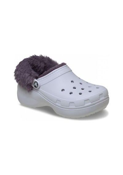 Crocs Classic Platform Fuzz Lined Clog Frosted Grape Terlik 212854-5bo Lila - Mor
