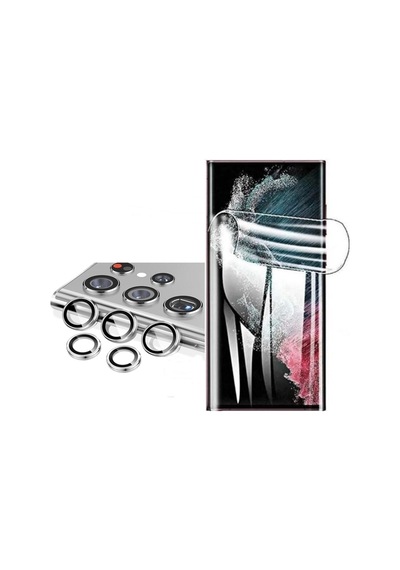 For Samsung Galaxy S23 Ultra Kamera Lens Koruyucu Gümüş Ekran Koruyucu Ped 2 Adet