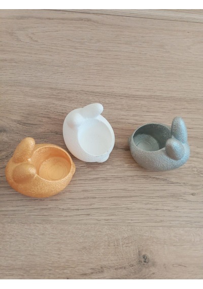 El Yapımı Tavşan Figürlü Dekoratif Mumluk & Tealight Obje 3'lü Set Çok Renkli