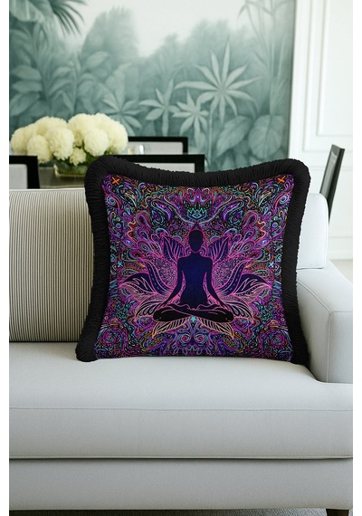 Mandala Lotus Renkli Saçaklı Yastık Kılıfı - Meditasyon Bohem Siyah Mor Püsküllü Kırlent Kılıfı Grili Kobalt Mavi Mandala Lotus Renkli Saçaklı Yastık Kılıfı - Meditasyon Bohem Siyah Mor Püsküllü Kırlent Kılıfı Grili Kobalt Mavi