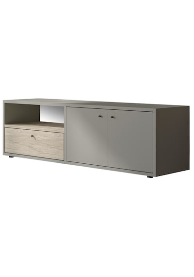 Pao Kapaklı Minimal TV Sehpası – 136 cm, Gri/Traverten