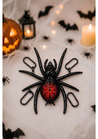 Işıklı Siyah Örümcek Dekoru Halloween Cadılar Bayramı Parti Malzemesi 27,5 X 17 Cm