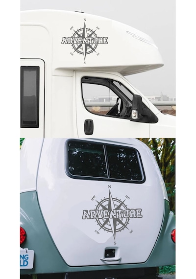 Pusula Ve Adventure Sticker - Araba Oto Karavan Motosiklet Cam Sticker - 00052 30x29 Cm
