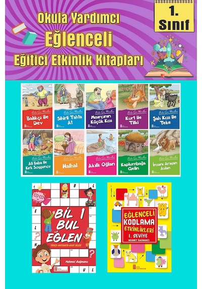 1.sınıflar İçin Okumayı Sevdiren 10 Lu Hikaye Seti -bil Bul Eğlen-kodlama 3 Okulda Evde Tatilde