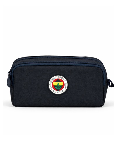 Fenerbahçe Lisanslı Lacivert Çift Bölmeli Kalemlik - Rubber Logolu Su İtici Kumaşlı Kalem Kutusu
