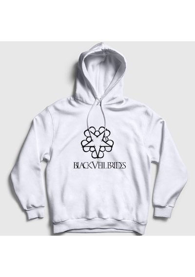 Presmono Unisex Star Black Veil Brides Kapüşonlu Sweatshirt Beyaz