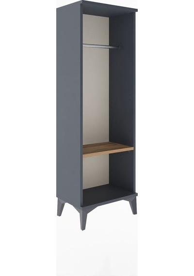 Arges Dolap Tek Raflı Tek Askılı 44x30x134 Antrasit-çam Antrasit