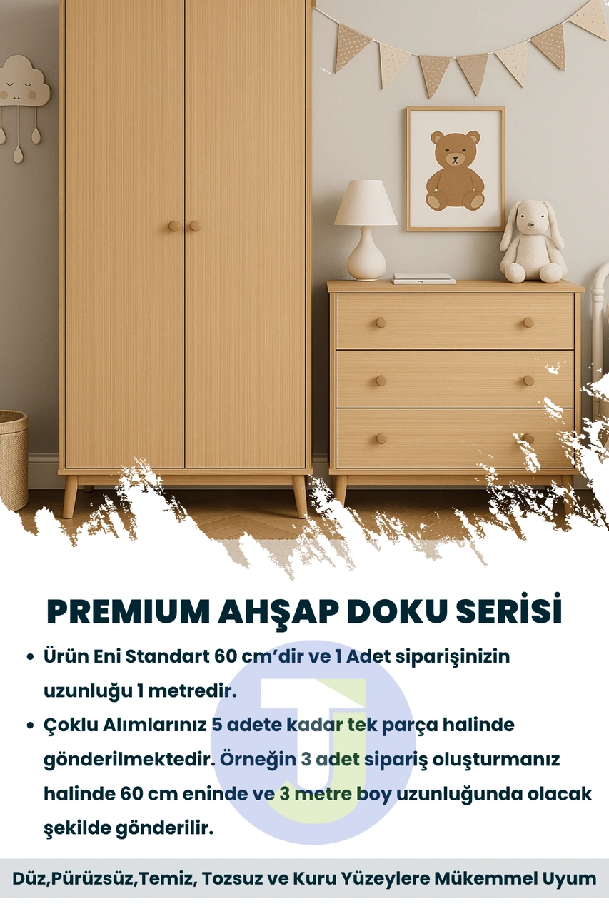 Technojet Premium Seri Kendinden Yapışkanlı Ahşap Desenli Pvc Kaplama 60cmx100cm Açık Meşe