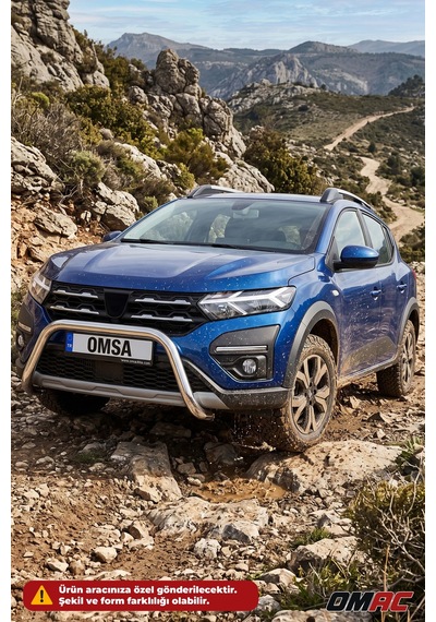 Dacia Sandero 3 Stepway 2021-2026 Uyumlu Araca Özel Pars Ön Koruma 60mm Krom