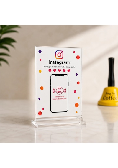 Nfc Akıllı Instagram Takip Kartı Pleksi Masaüstü Standı