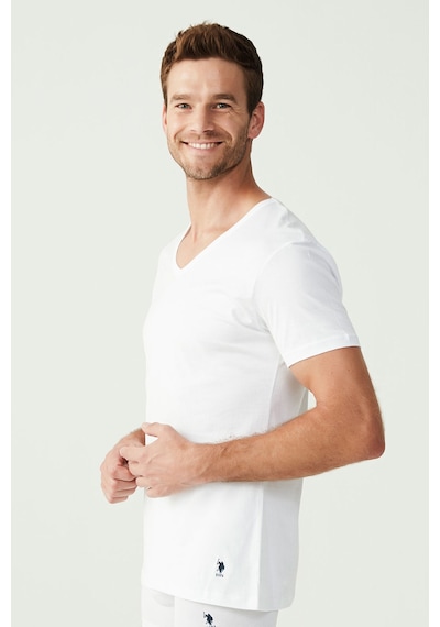 U.S. Polo Assn. Erkek Beyaz 2 Li T-Shirt 80199 Beyaz