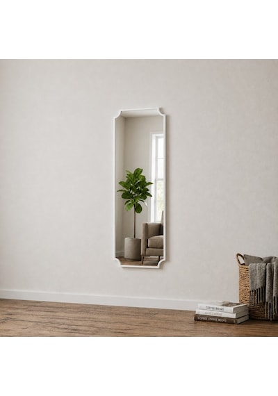 Modern Boy Aynası 40x120 Cm Minimalist Çerçeveli Dekoratif Duvar Aynası 2026 Trend Beyaz
